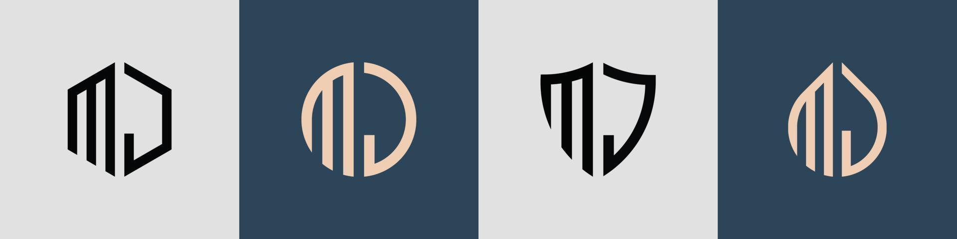 kreative einfache anfangsbuchstaben mj logo designs paket. vektor