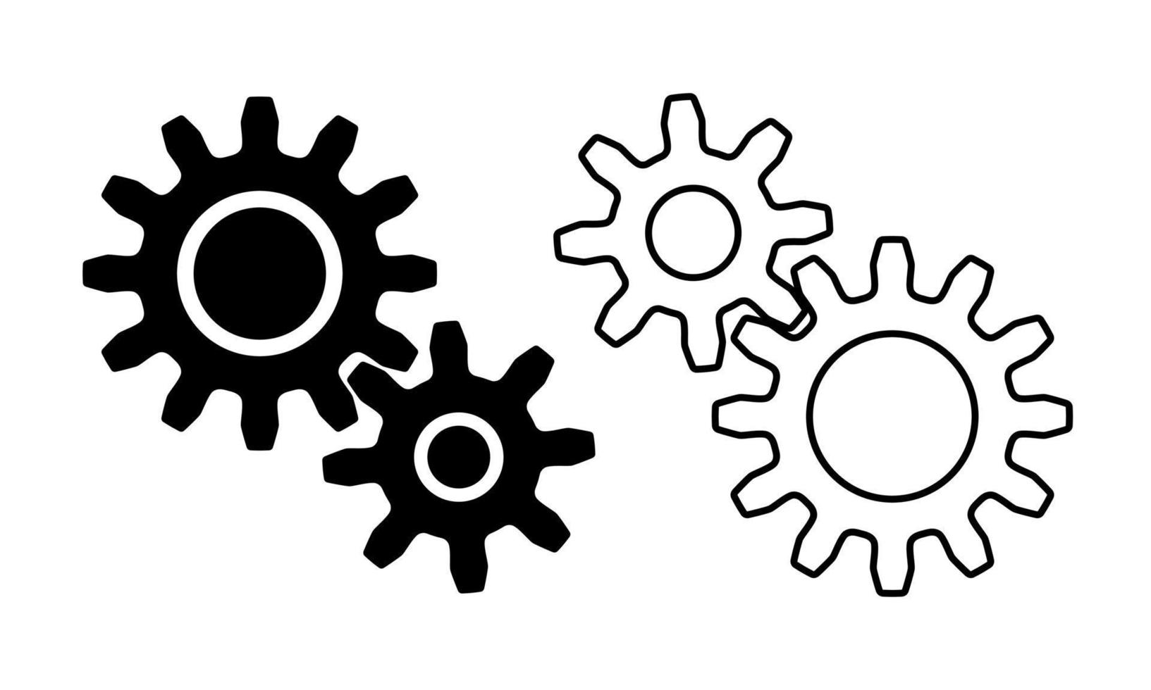 Satz von 2 mechanischen Zahnrädern kleine und große Zahnräder vektor