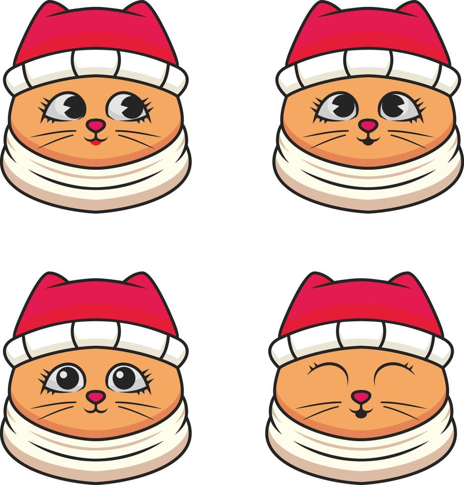 vektor illustration av söt tecknad serie kattunge bär vinter- kläder med orange päls
