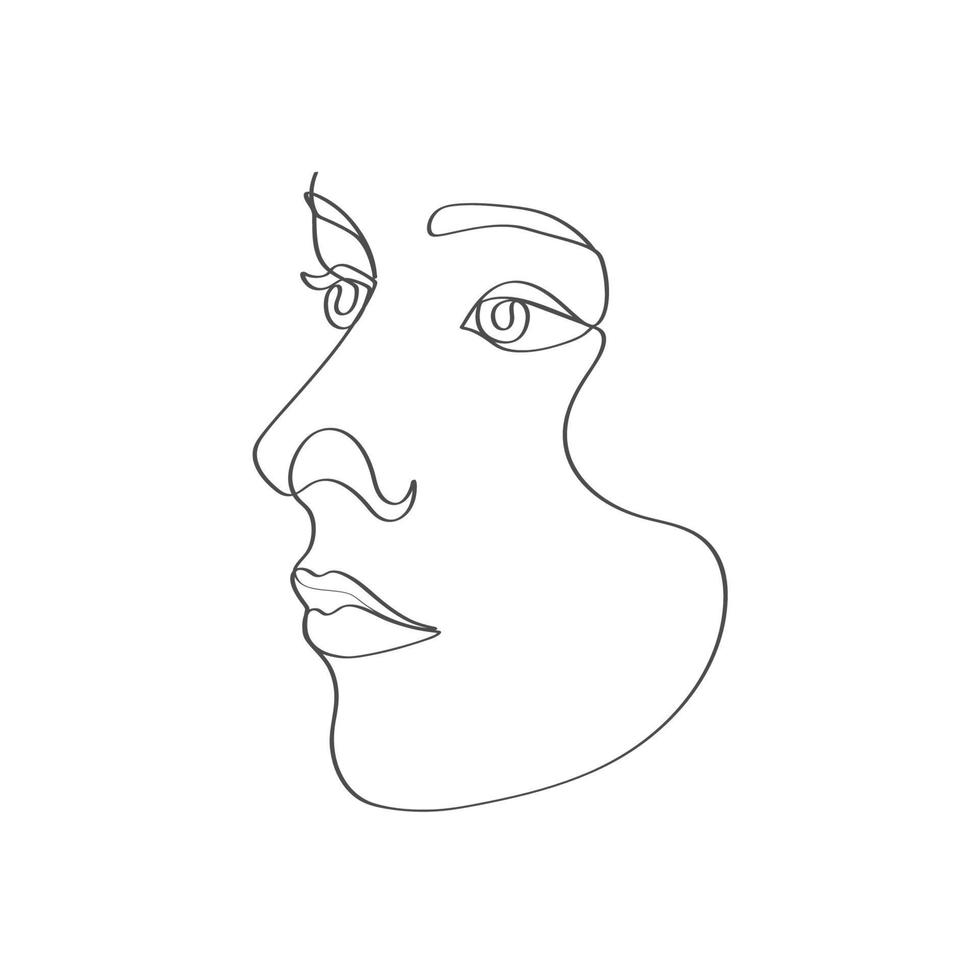 setzt eine weibliche Gesichtszeichnung mit Strichzeichnungen fort vektor
