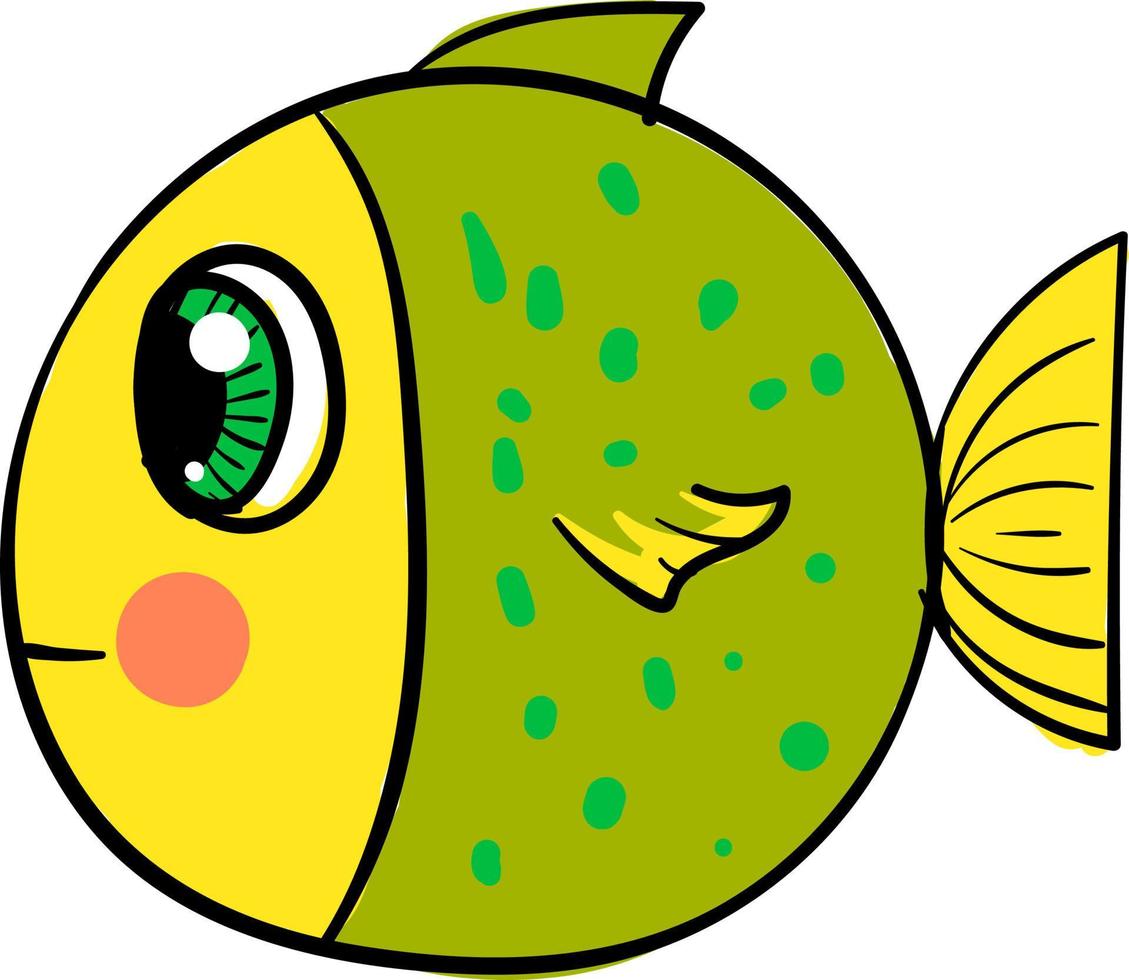 grön fisk, illustration, vektor på vit bakgrund