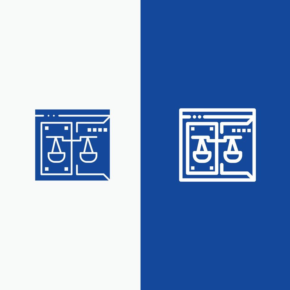 Business Copyright Court Digital Law Line und Glyph Solid Icon Blaue Bannerlinie und Glyph Solid Icon vektor