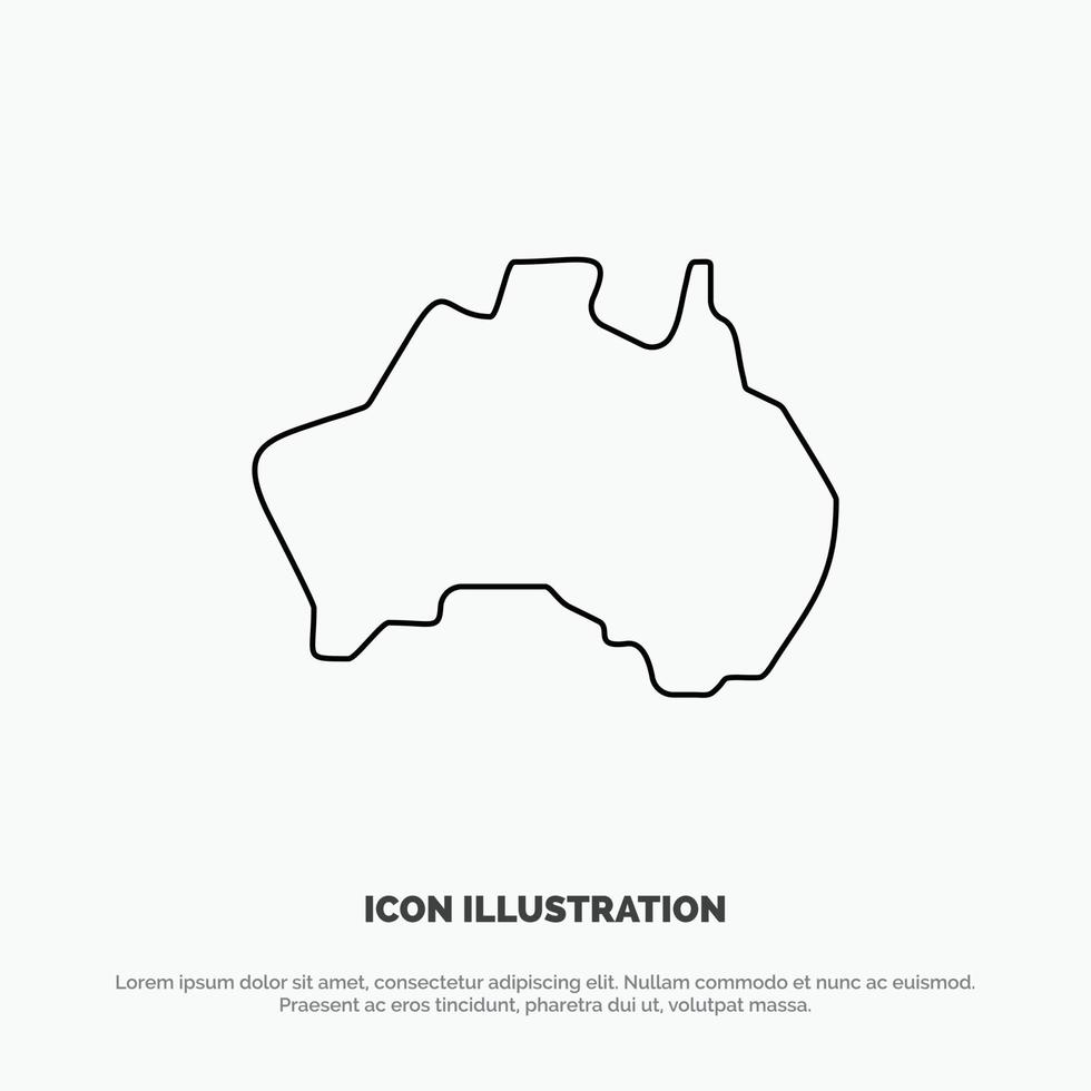 australische Landkarte Reiselinie Symbolvektor vektor