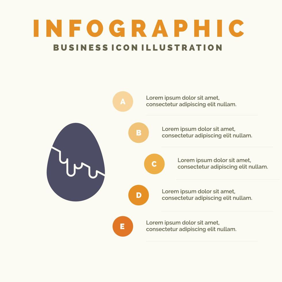 dekoration ostern osterei ei solide symbol infografiken 5 schritte präsentation hintergrund vektor