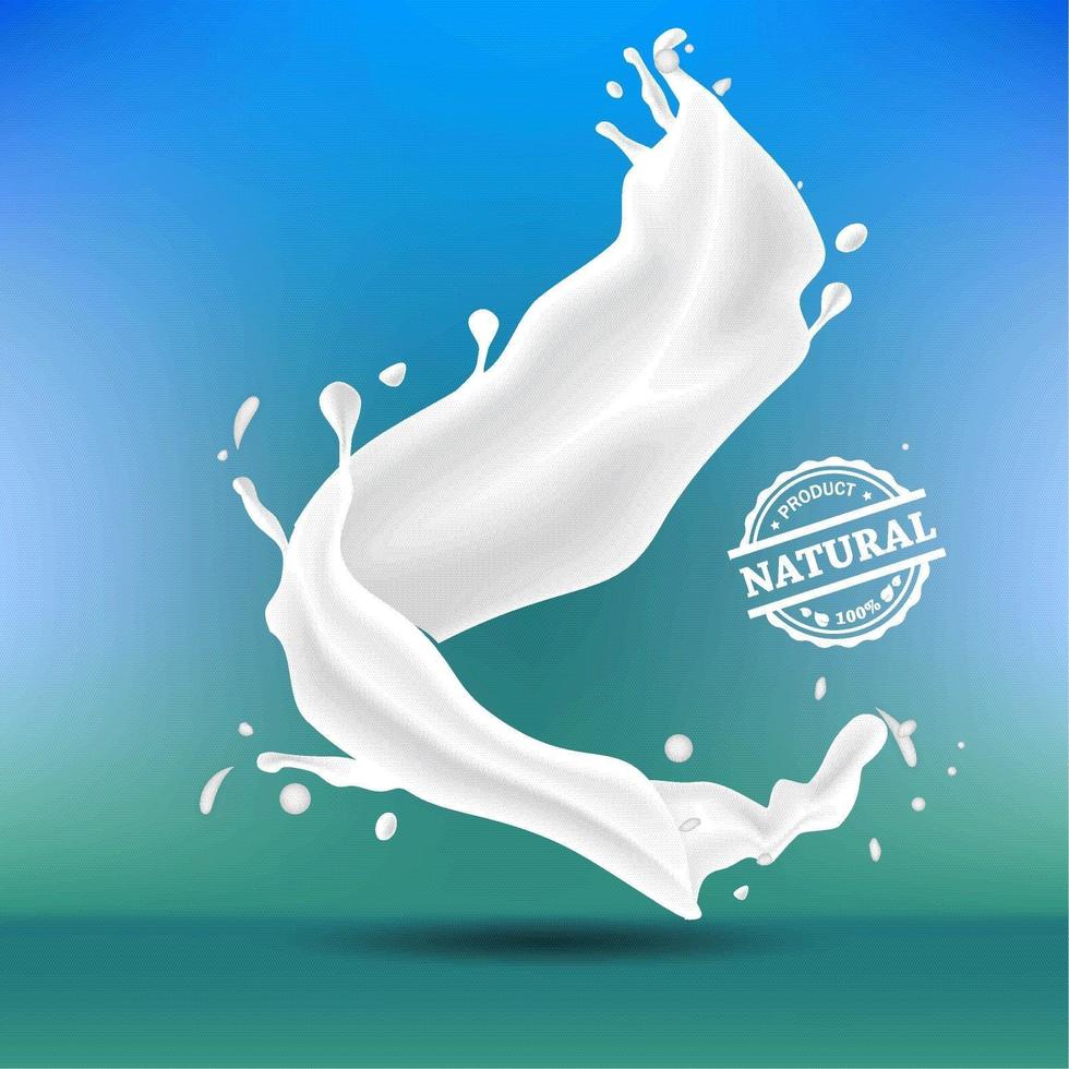 realistisk mjölkstänk och vinka på lutning vektor