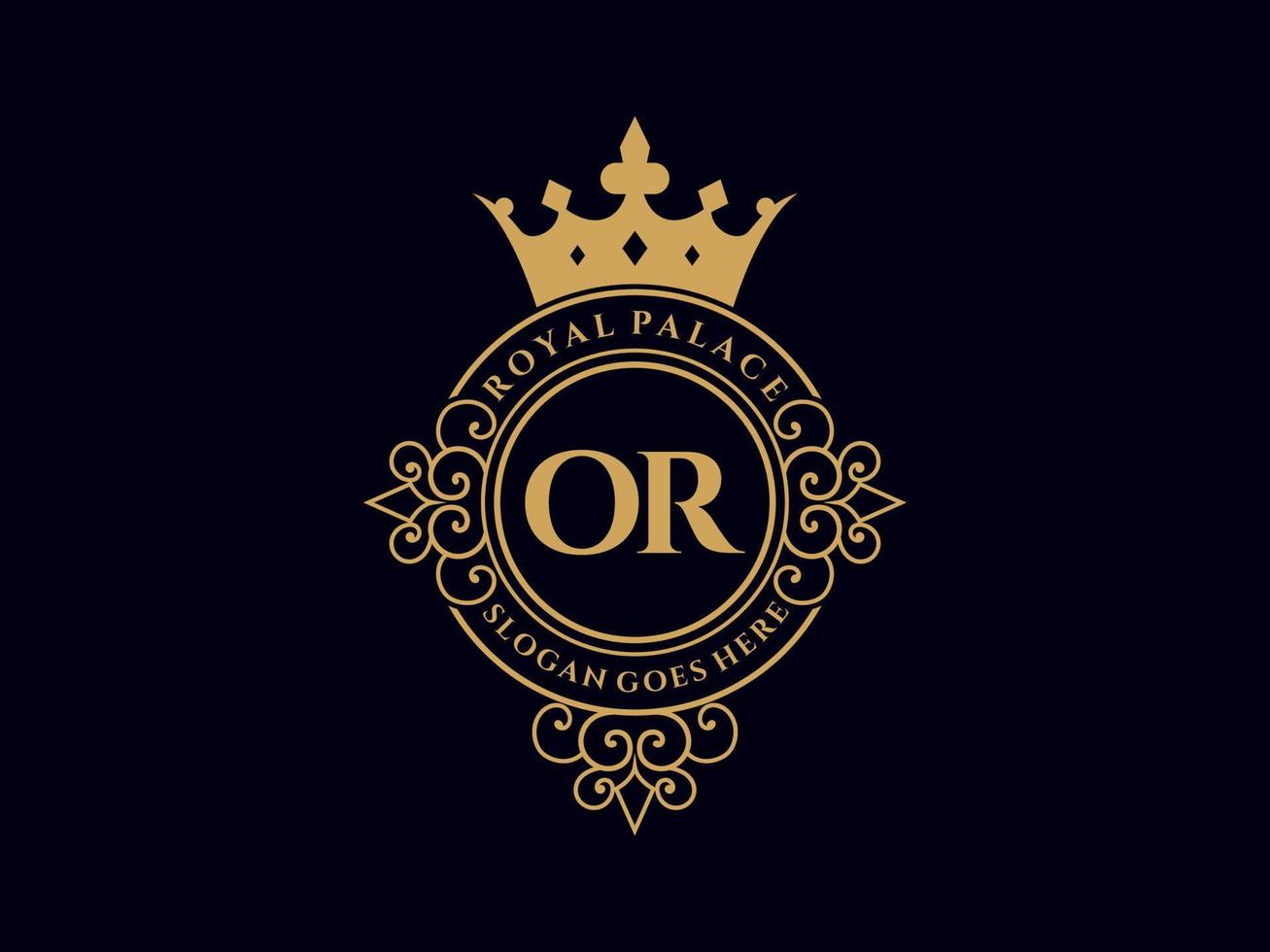 brev eller antik kunglig lyx victorian logotyp med dekorativ ram. vektor