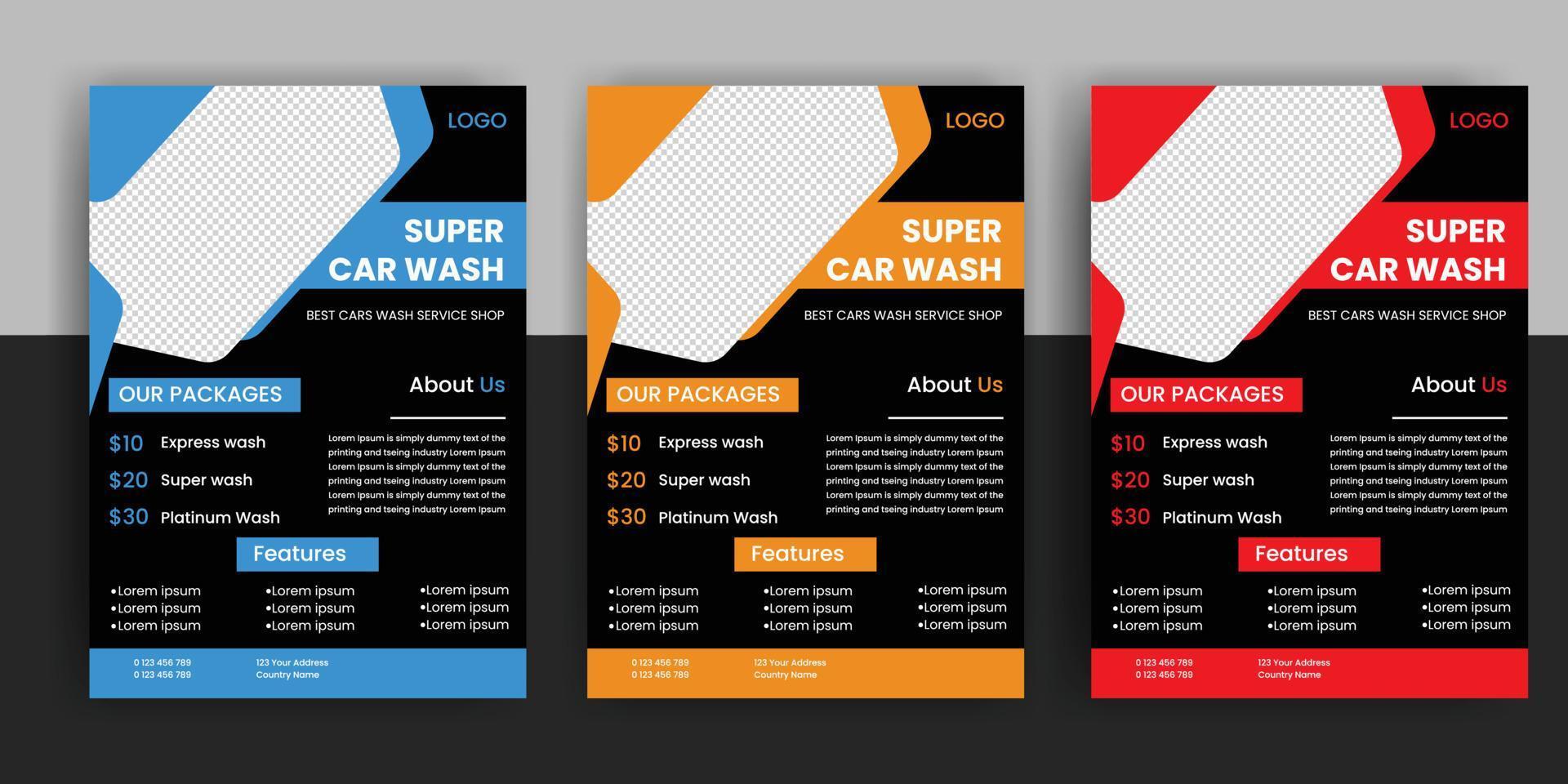 Modern Car Wash Autovermietung Flyer kostenloser Download vektor