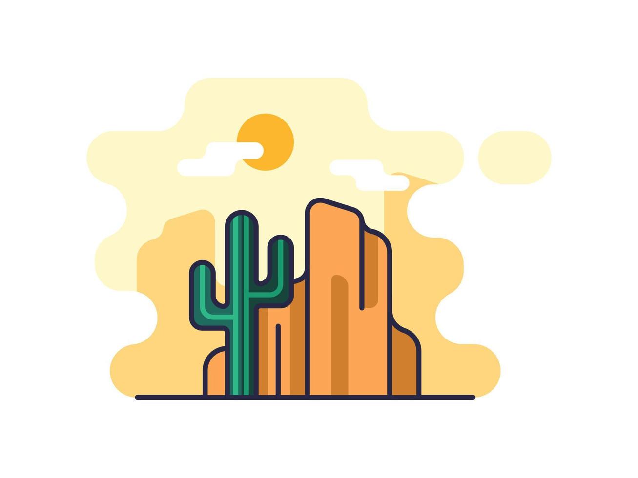 illustration av en kaktus ikon, isolerat på en vit bakgrund. natur landskap. vektor