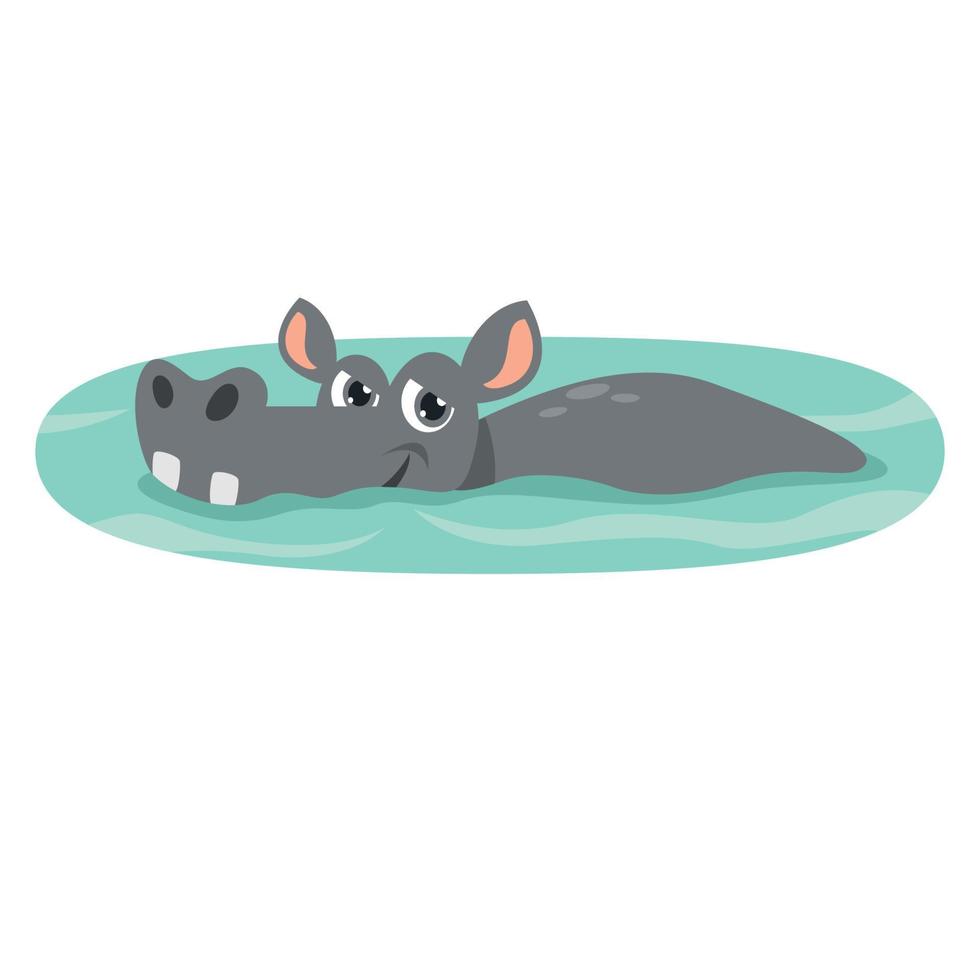 tecknad serie illustration av en flodhäst vektor