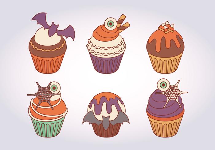 Halloween vektor cupcakes