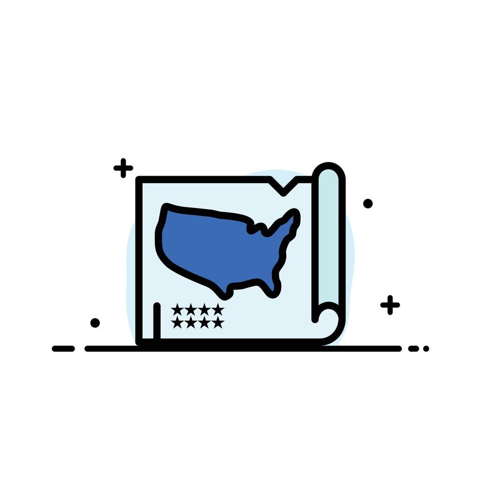 Karta stater förenad USA företag platt linje fylld ikon vektor baner mall