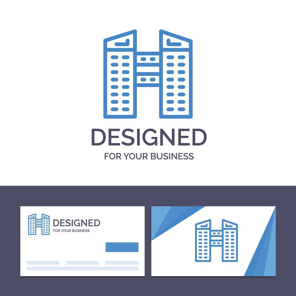 kreativ företag kort och logotyp mall byggnader stad konstruktion vektor illustration