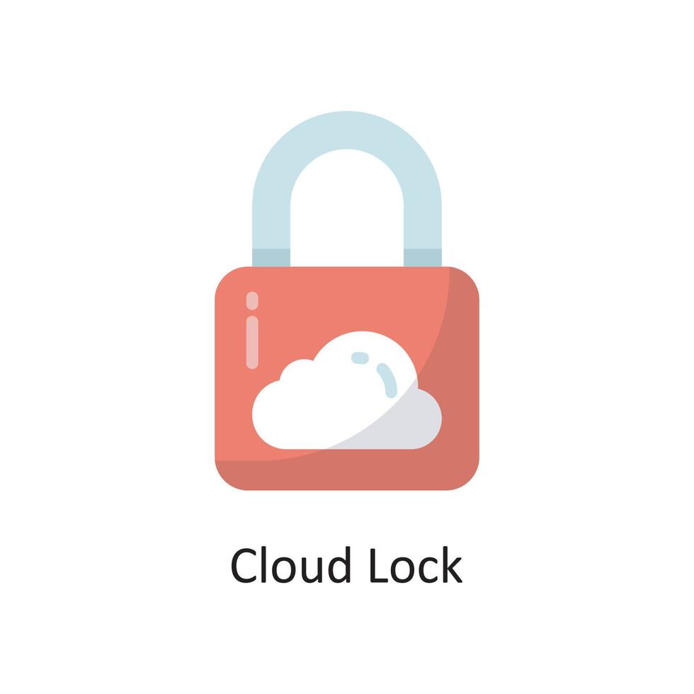 moln låsa vektor platt ikon design illustration. moln datoranvändning symbol på vit bakgrund eps 10 fil