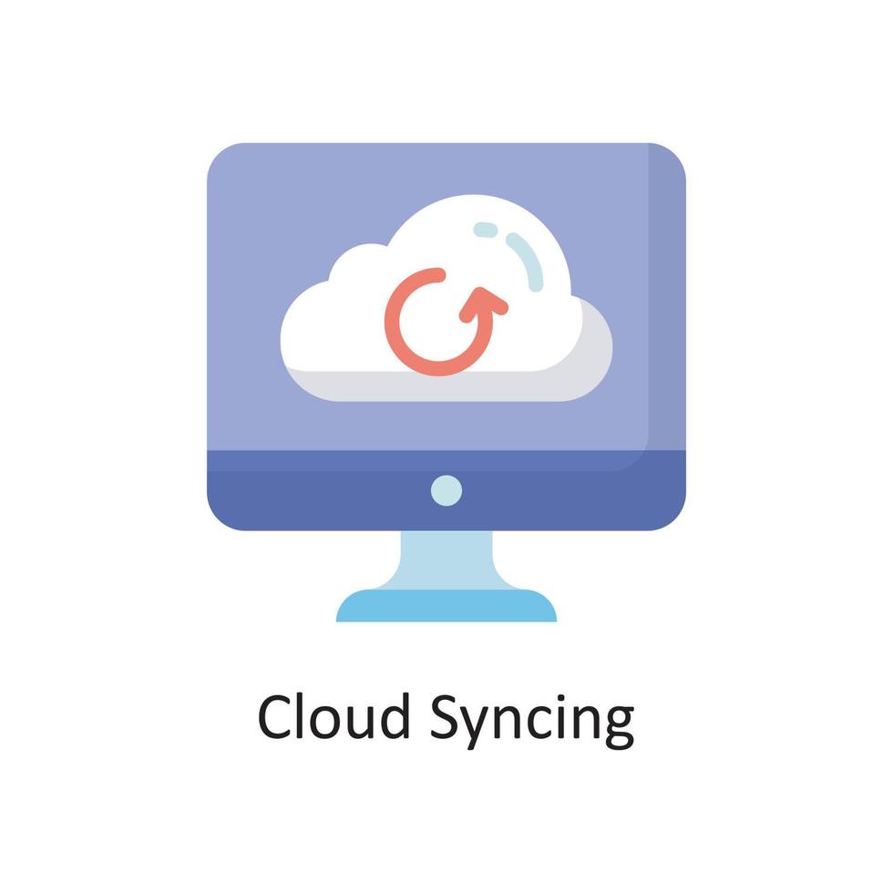 Wolke, die Ikonendesignillustration des Vektors flache synchronisiert. cloud computing-symbol auf weißem hintergrund eps 10-datei vektor