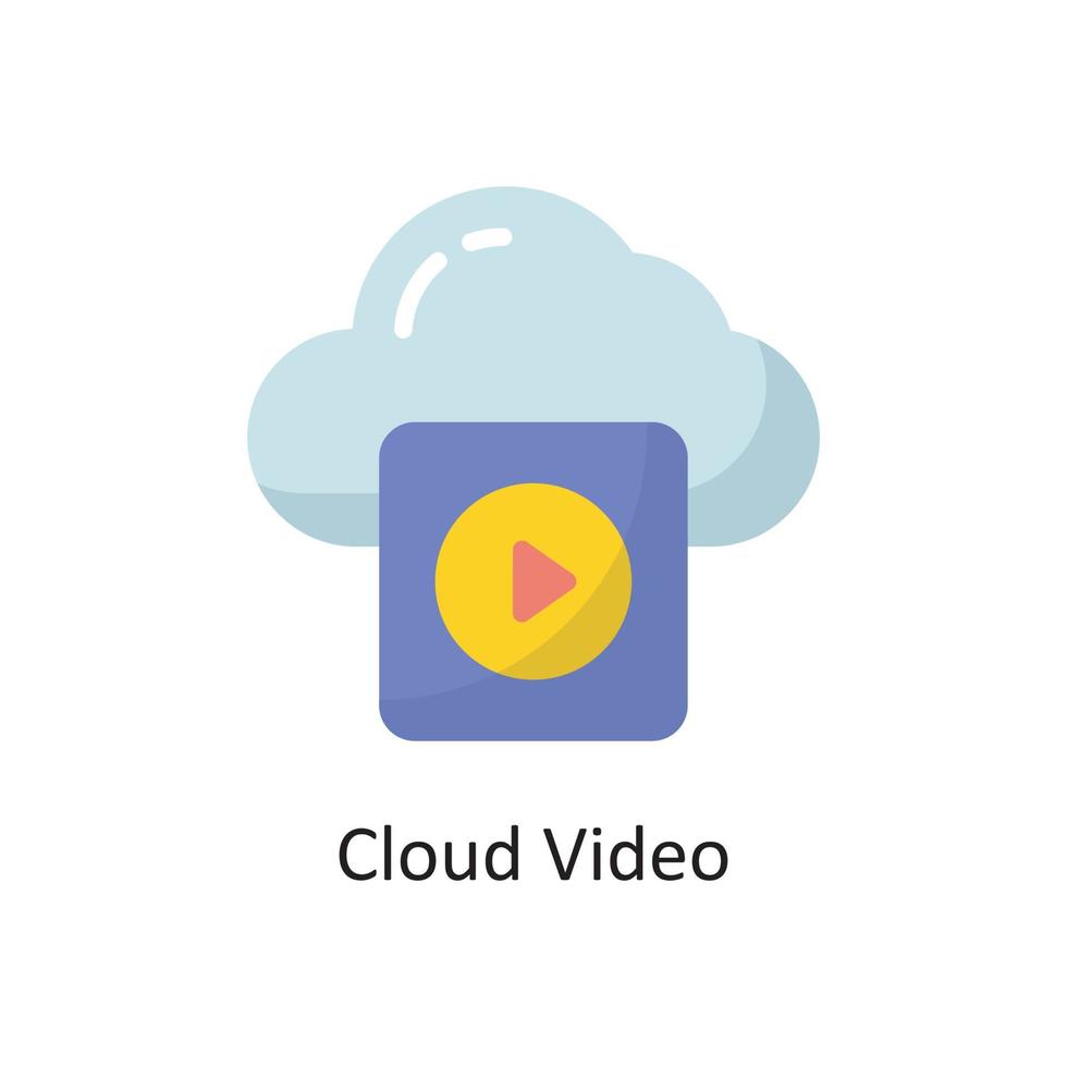 Cloud-Video-Vektor-flache Icon-Design-Illustration. cloud computing-symbol auf weißem hintergrund eps 10 datei vektor