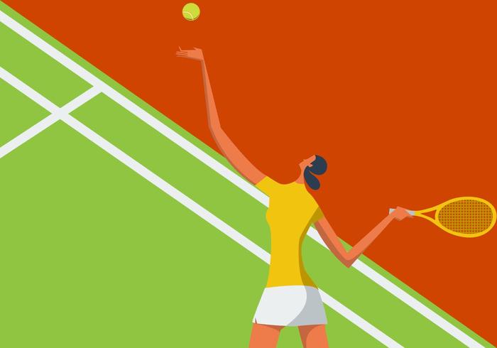 Illustration der Frau Tennis spielen vektor