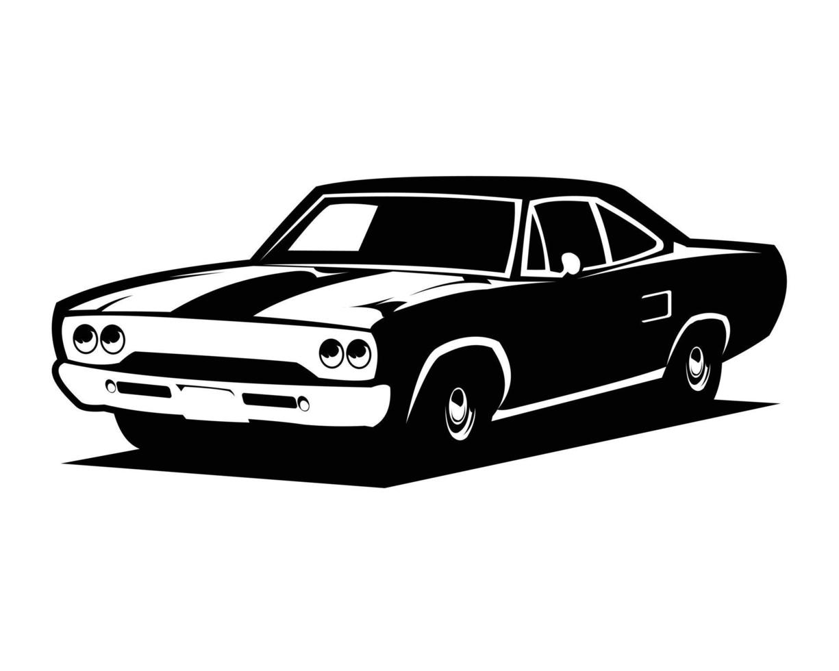 Muscle Car Logo Vektor Seitenansicht isoliert Emblem Abzeichen auf weißem Hintergrund