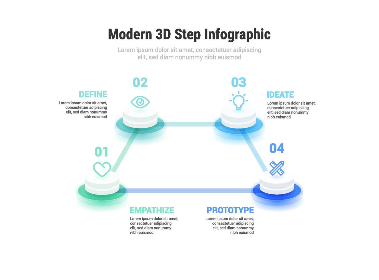 Moderne 3D-Infografik mit 4 Schritten vektor