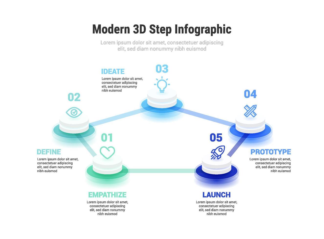 Moderne 3D-Infografik mit 5 Schritten vektor