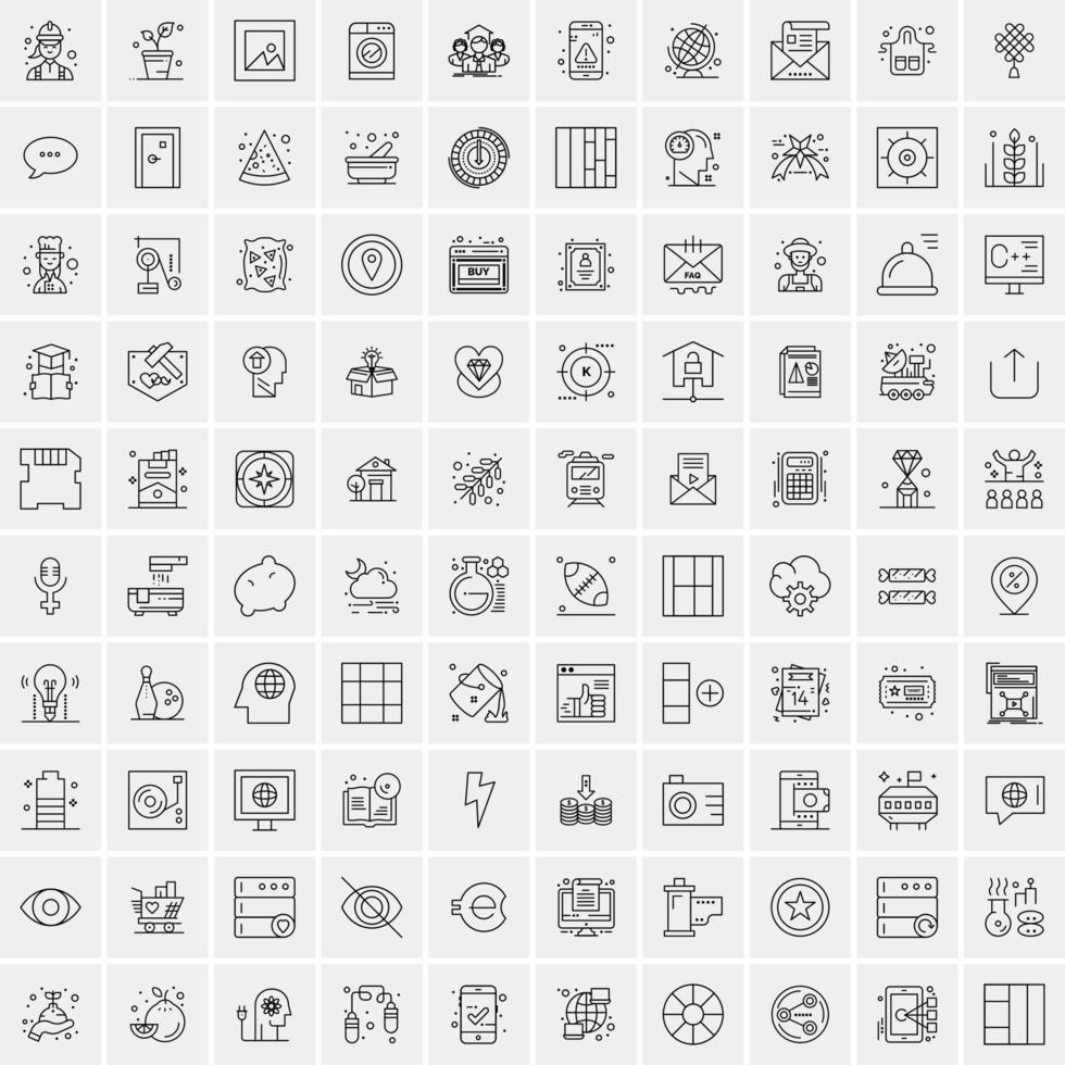 uppsättning av 100 kreativ företag linje ikoner vektor