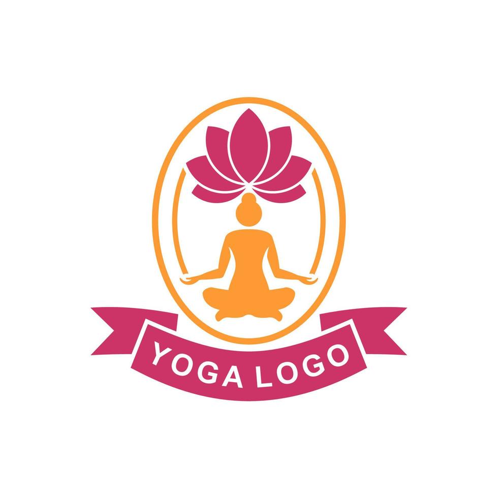 lotus placera logotyp vektor. kvinna Sammanträde i lotus utgör vektor