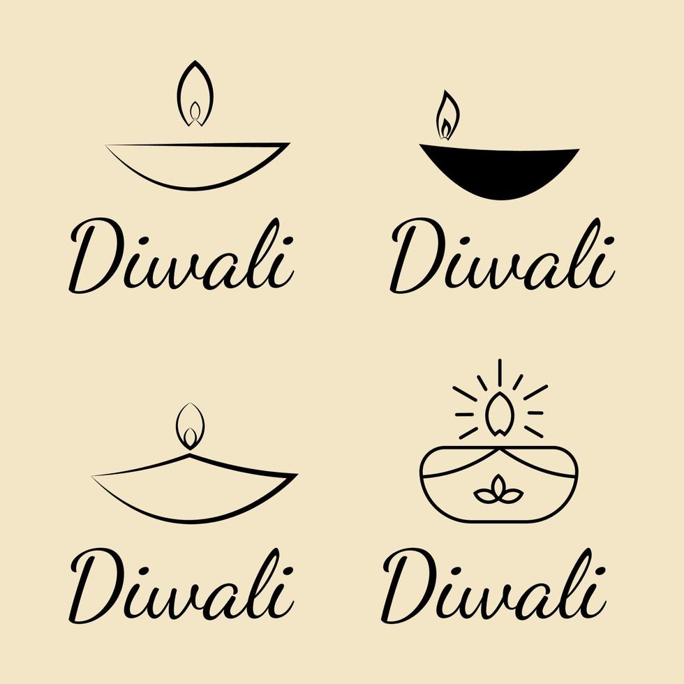 uppsättning av diwali festival logotyp design vektor minimalistisk mall illustration