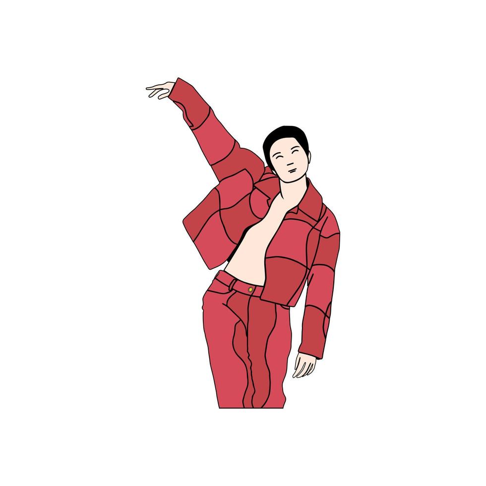 asiatischer mann tanzt solo vektor