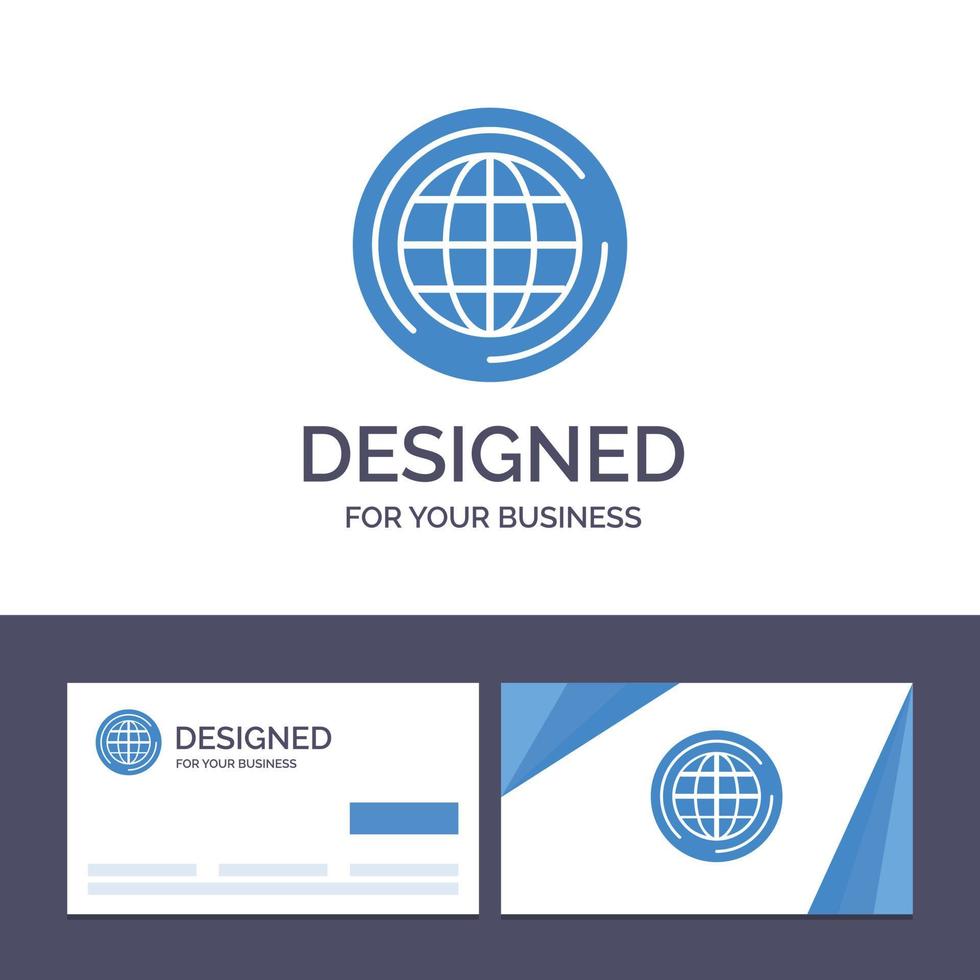 kreativ företag kort och logotyp mall värld klot stor tror vektor illustration