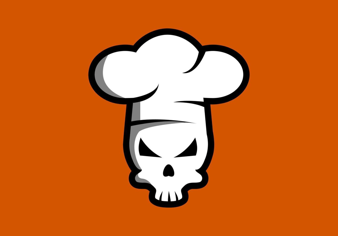Totenkopf-Chef-Logo, geeignet für Restaurants, Cafés, Lebensmittelmarken und andere. vektor