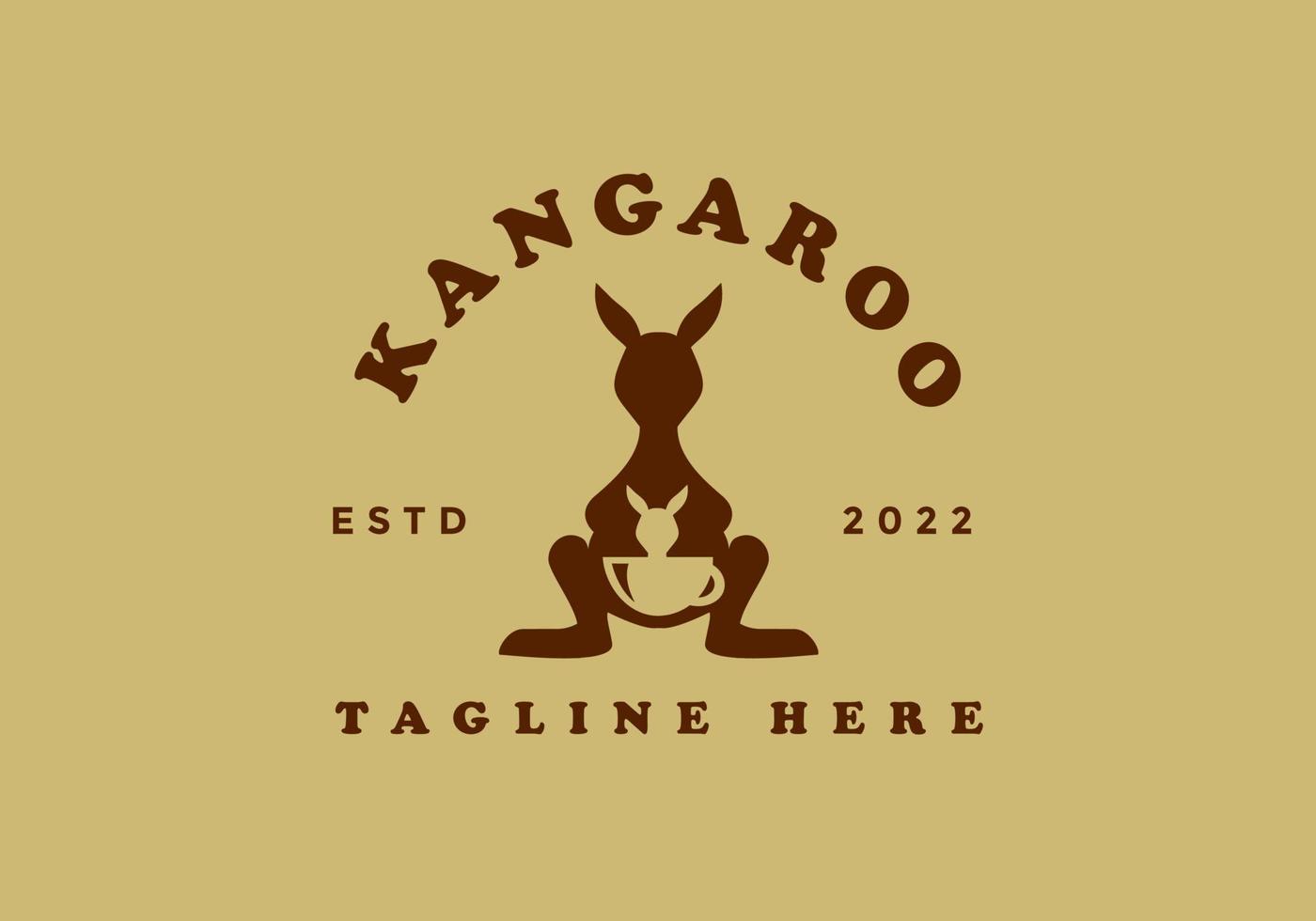 Känguru-Logo, geeignet für Kaffeelabore, Cafés und andere. vektor