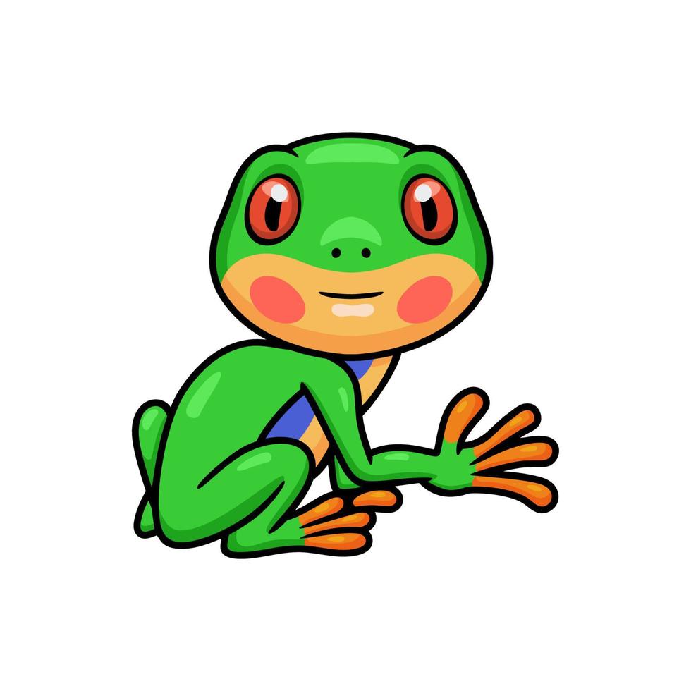 niedliche kleine Frosch-Cartoon-Figur vektor