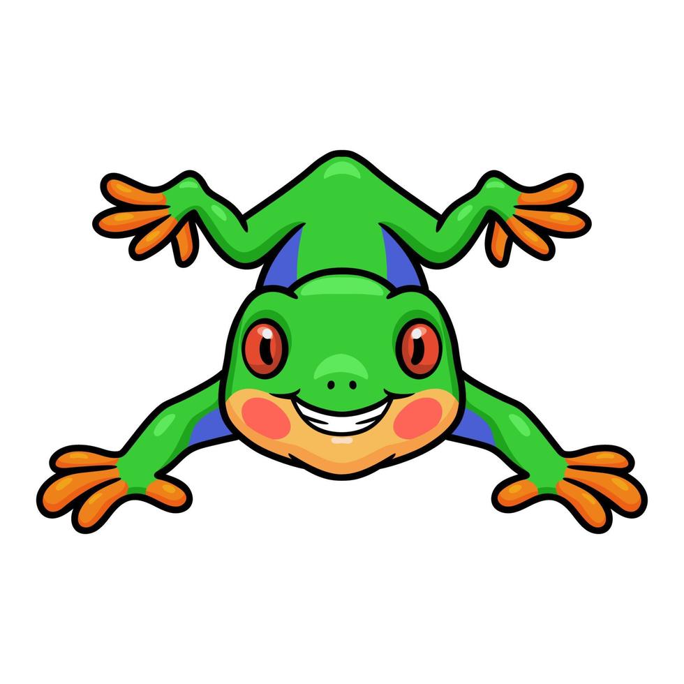 niedliche kleine Frosch-Cartoon-Figur vektor