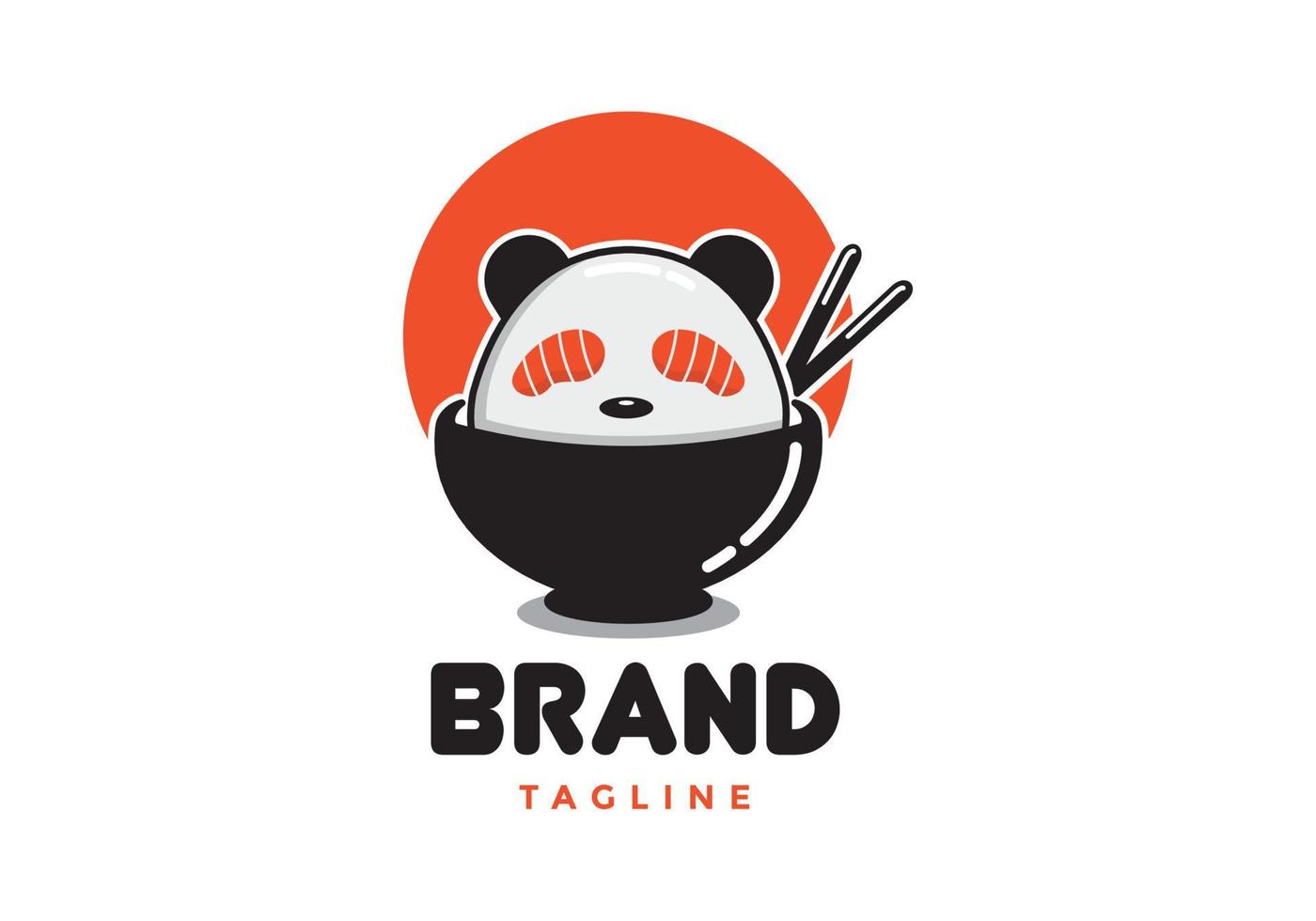 liten panda logotyp, lämplig för sushi mat märken, restauranger, kaféer, och andra. vektor