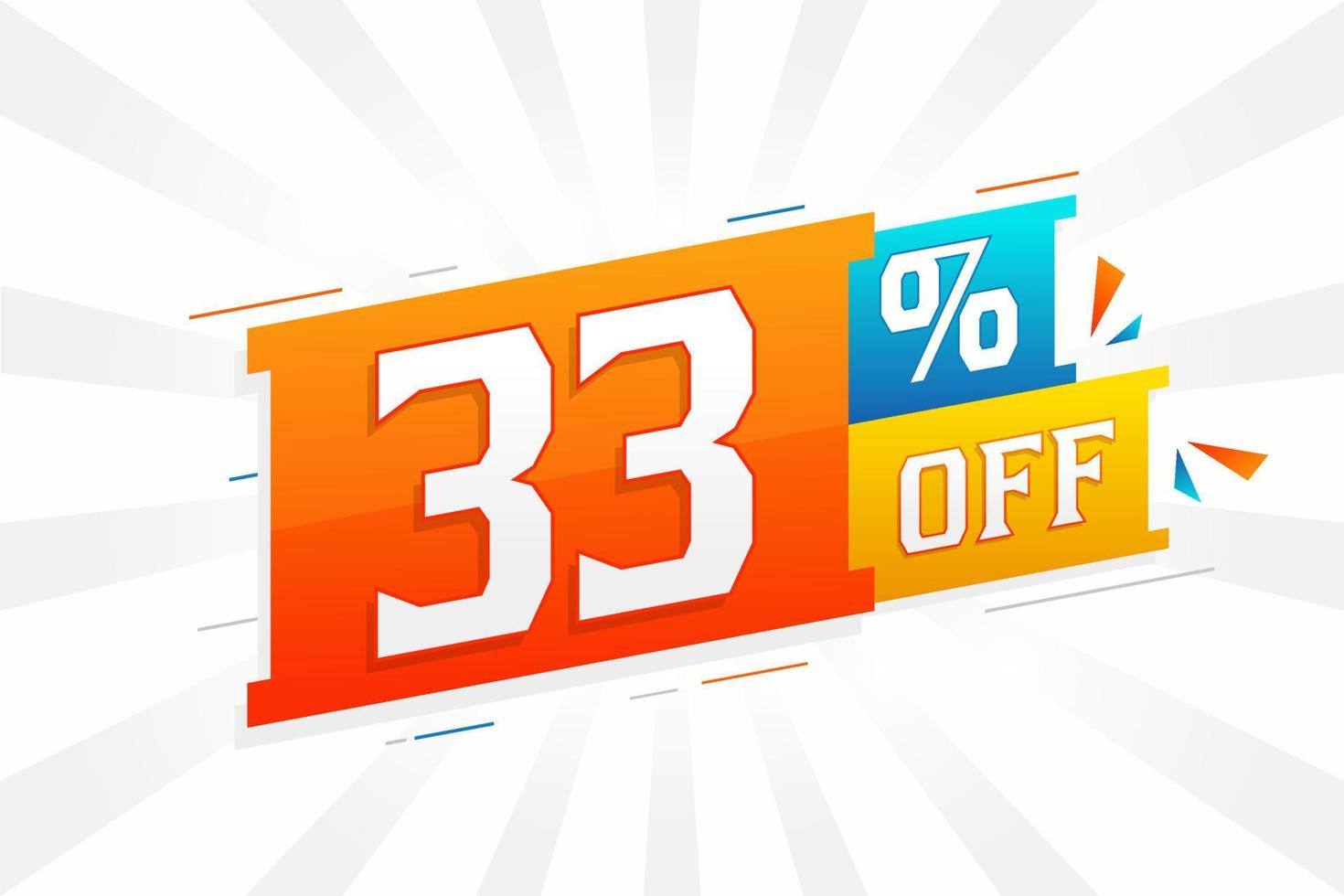 33 % Rabatt auf spezielles 3D-Werbekampagnendesign. 33 von 3D-Rabattangebot für Verkauf und Marketing. vektor