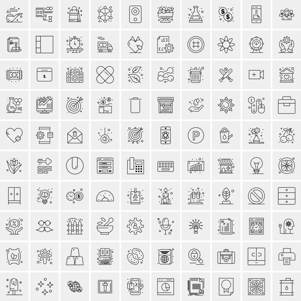 uppsättning av 100 kreativ företag linje ikoner vektor