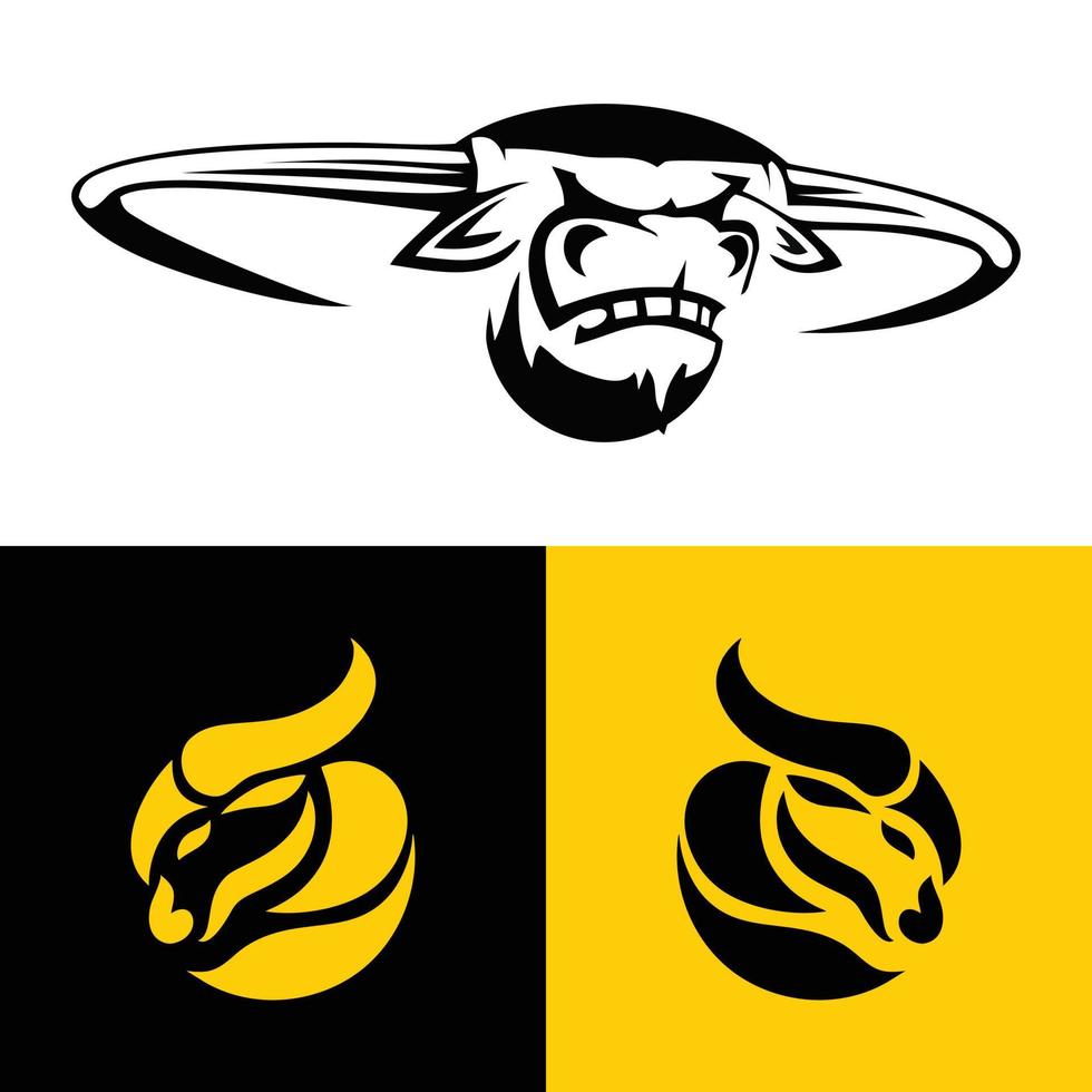 huvud tjur logotyp emblem design vektor illustration
