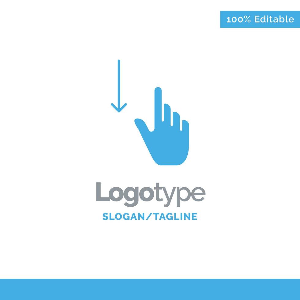 nach unten Fingergeste Gesten Hand blau solide Logovorlage Platz für Slogan vektor