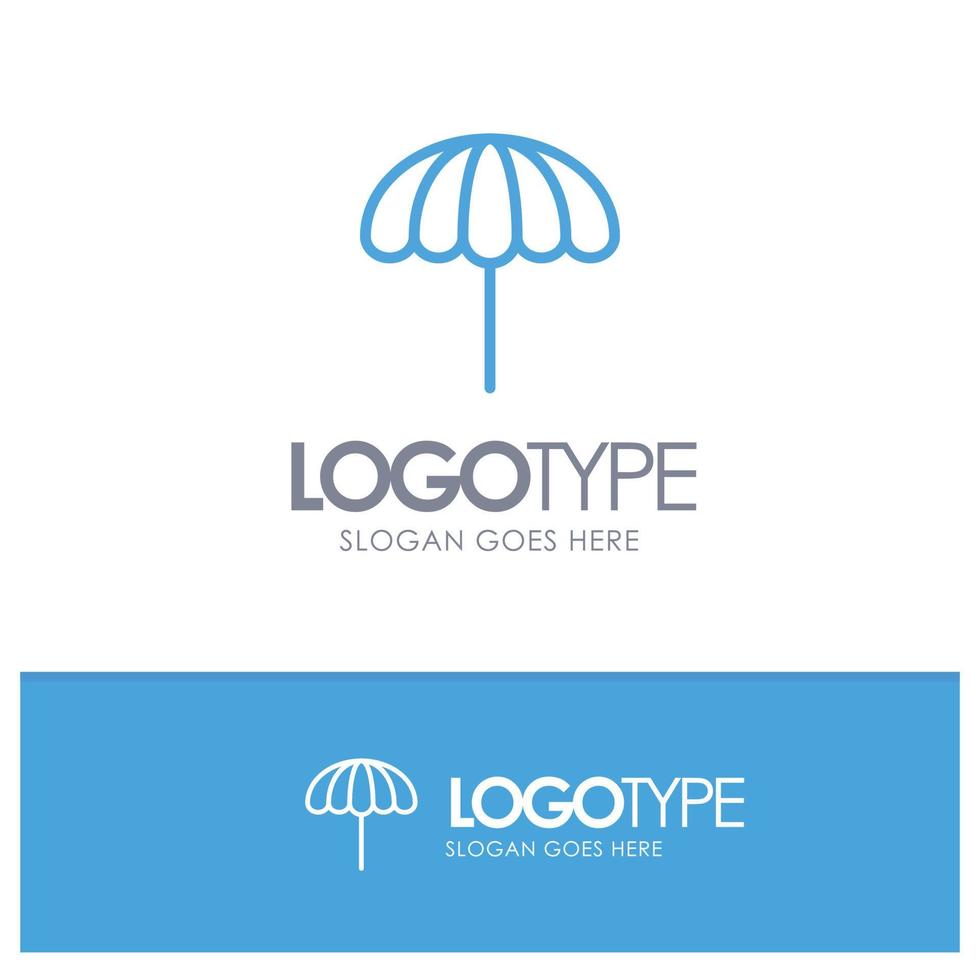 strand paraply väder våt blå översikt logotyp plats för Tagline vektor