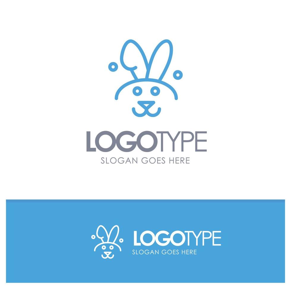 kanin påsk kanin blå översikt logotyp plats för Tagline vektor