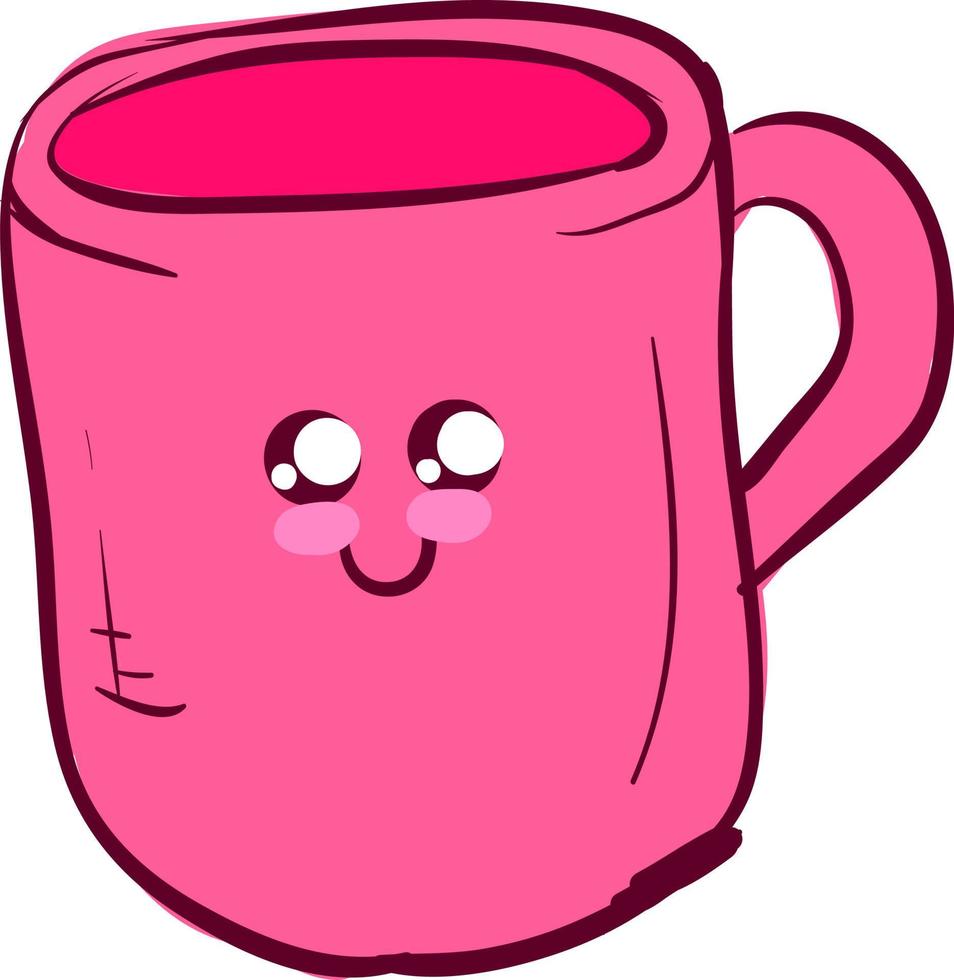 süße rosa Tasse, Illustration, Vektor auf weißem Hintergrund.