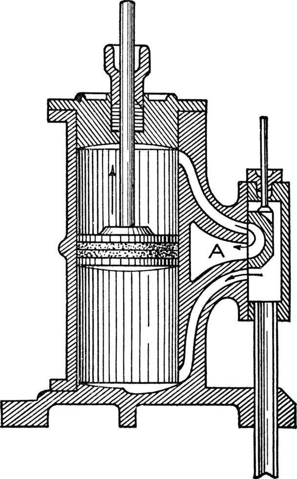 mechanische Zeichnung eines Metallzylinders, Vintage-Illustration. vektor