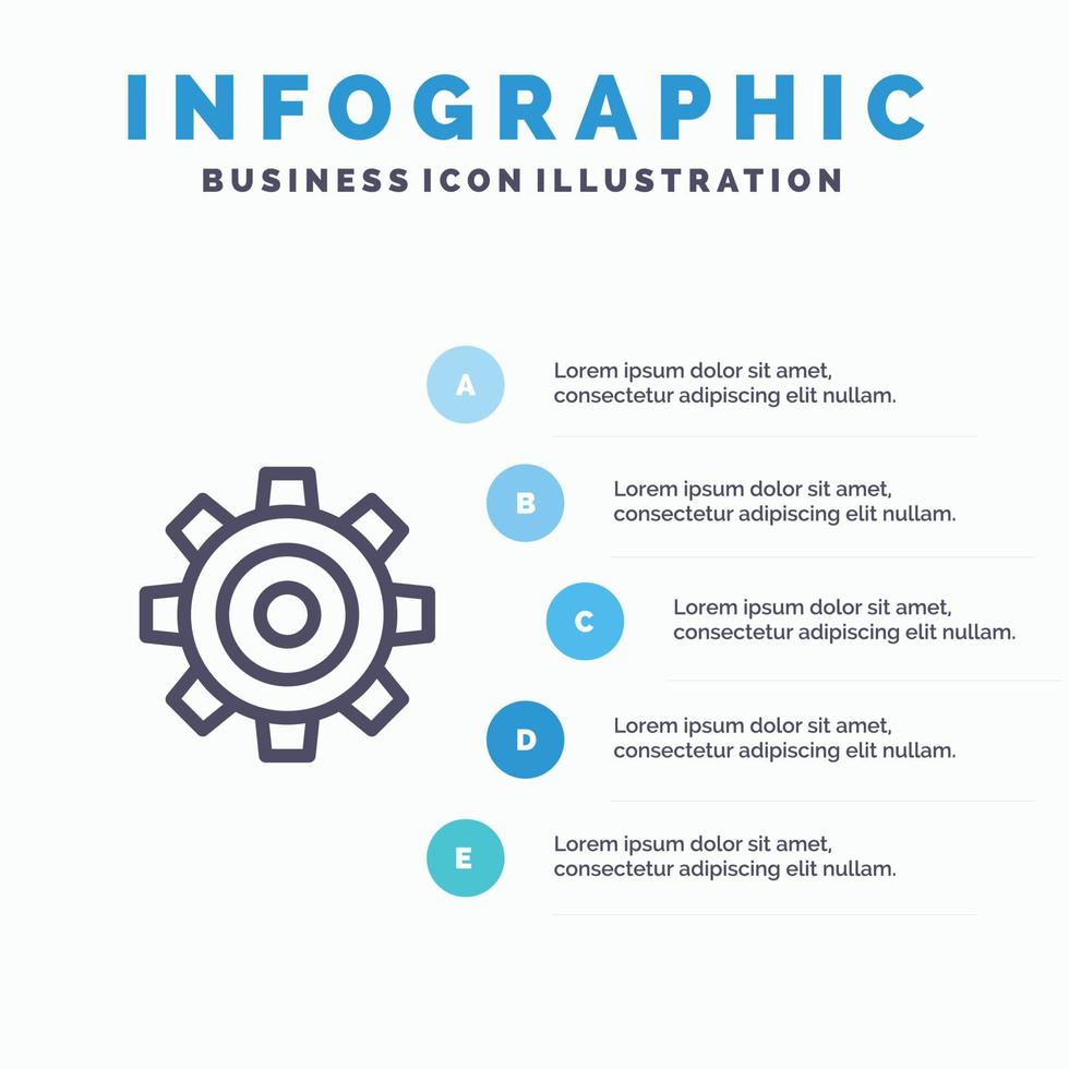 grundläggande allmän jobb miljö universell linje ikon med 5 steg presentation infographics bakgrund vektor