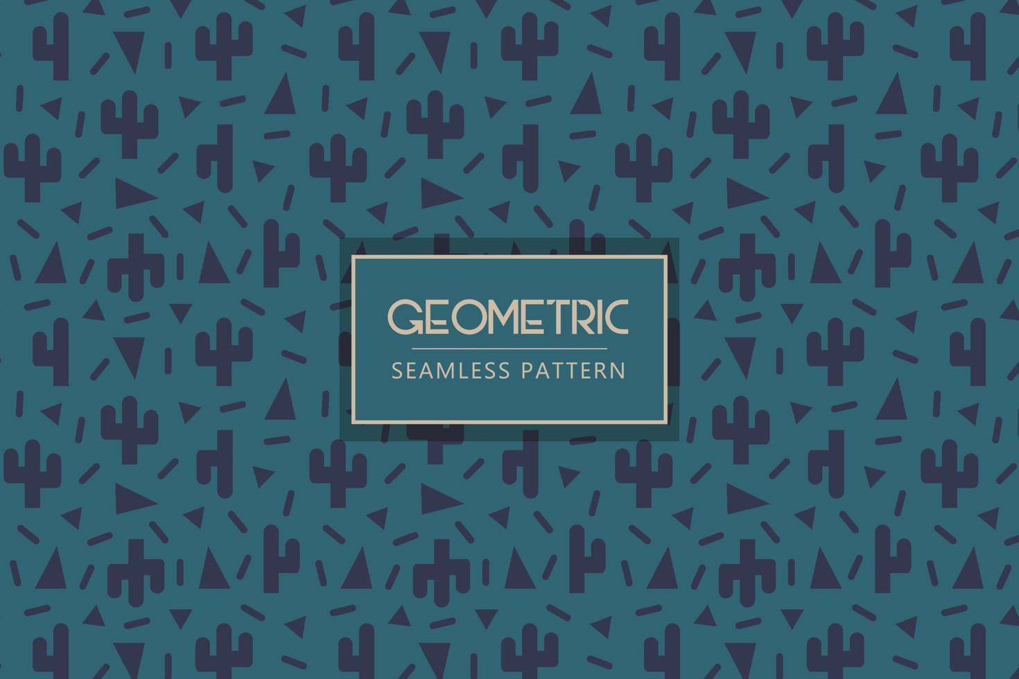 kaktus teckning symbol geometrisk former mörk blå sömlös upprepa vektor mönster