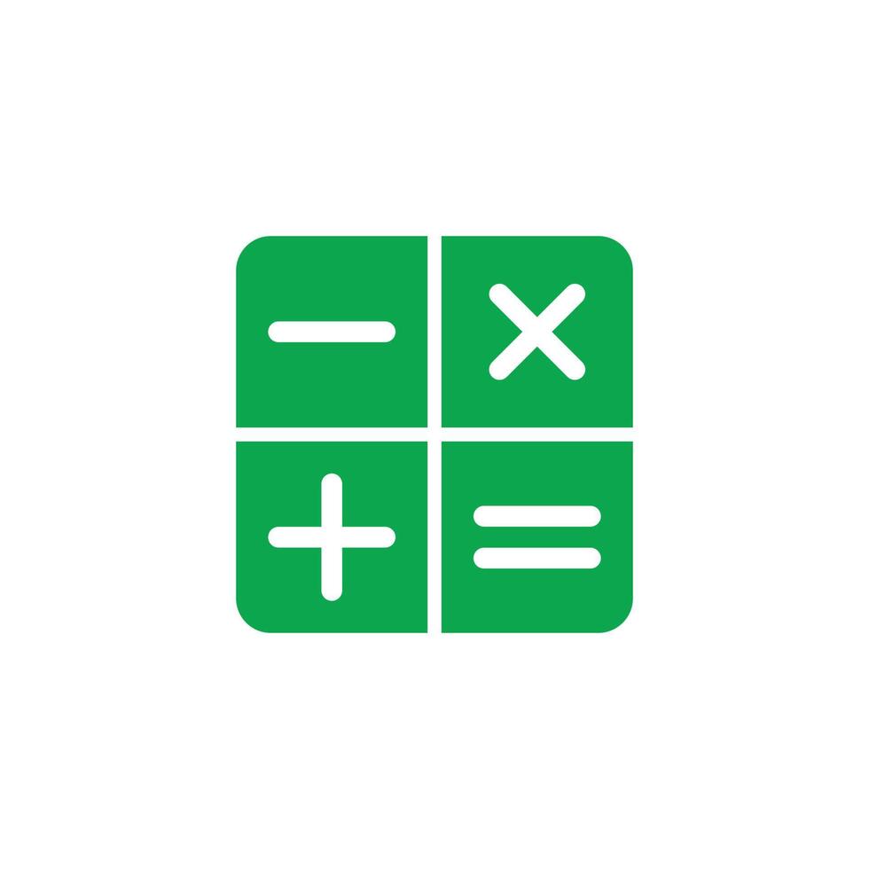 eps10 grüner Vektor elektronischer Taschenrechner oder mathematische solide Kunstikone isoliert auf weißem Hintergrund. mathematische Symbole in einem einfachen, flachen, trendigen, modernen Stil für Ihr Website-Design, Logo und Ihre mobile App