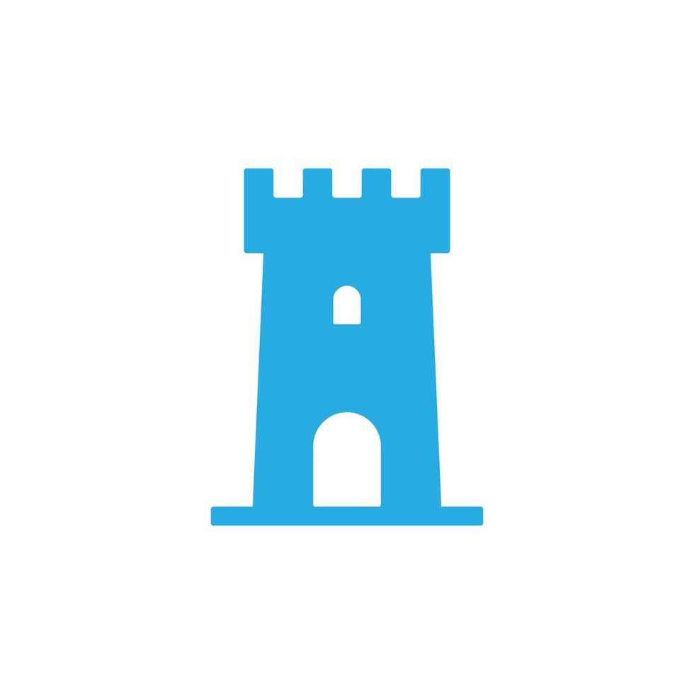 eps10 blauer Vektor Burgturm abstrakte solide Kunstikone isoliert auf weißem Hintergrund. Burggebäude-Symbol in einem einfachen, flachen, trendigen, modernen Stil für Ihr Website-Design, Logo und mobile Anwendung