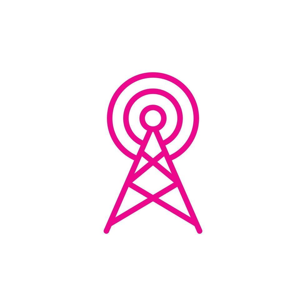 eps10 rosa Vektorsenderantenne oder Broadcast-Symbol isoliert auf weißem Hintergrund. Wi-Fi-Tower-Umrisssymbol in einem einfachen, flachen, trendigen, modernen Stil für Ihr Website-Design, Logo und mobile App vektor