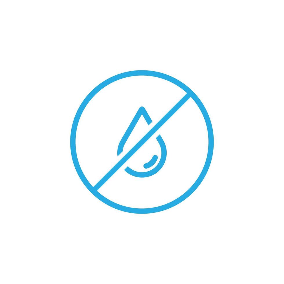 eps10 blå vektor fett eller olja fri linje konst ikon isolerat på vit bakgrund. vatten släppa förbjuden översikt symbol i en enkel platt trendig modern stil för din hemsida design, logotyp, och mobil app
