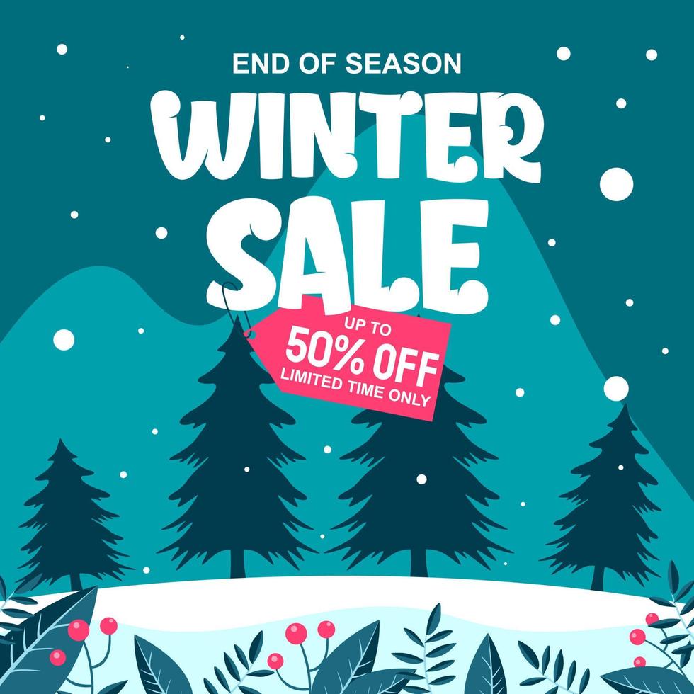 vinter- försäljning befordran baner, vinter- särskild erbjudanden fyrkant baner, social media posta reklam, vinter- bakgrund vektor