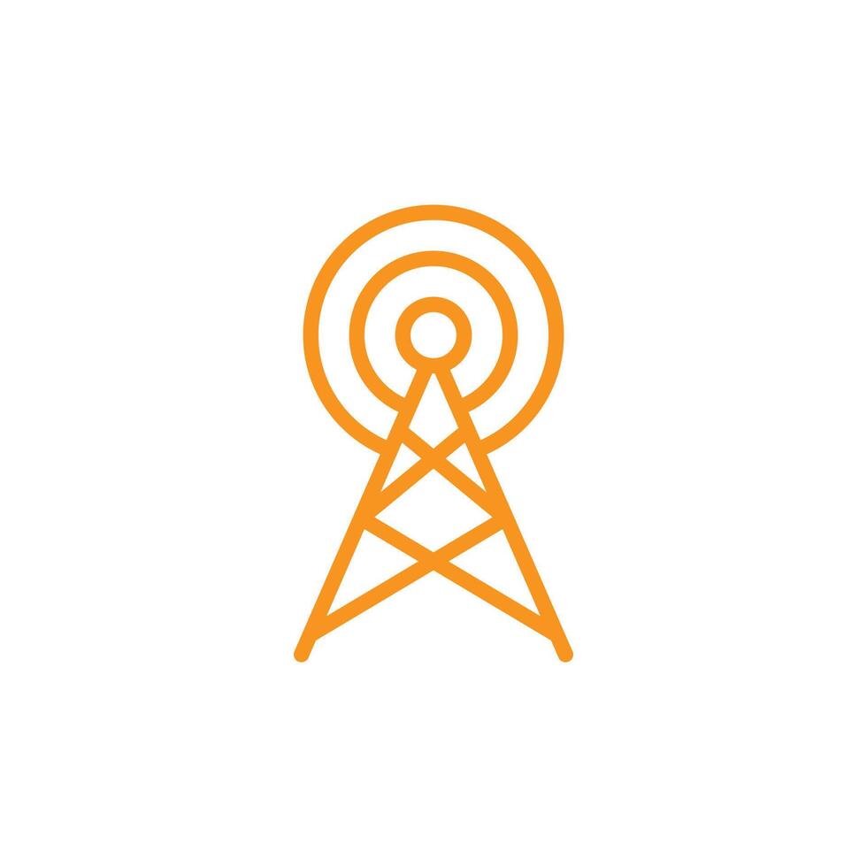 eps10 orangefarbene Vektorsenderantenne oder Broadcast-Symbol isoliert auf weißem Hintergrund. Wi-Fi-Tower-Umrisssymbol in einem einfachen, flachen, trendigen, modernen Stil für Ihr Website-Design, Logo und mobile App vektor