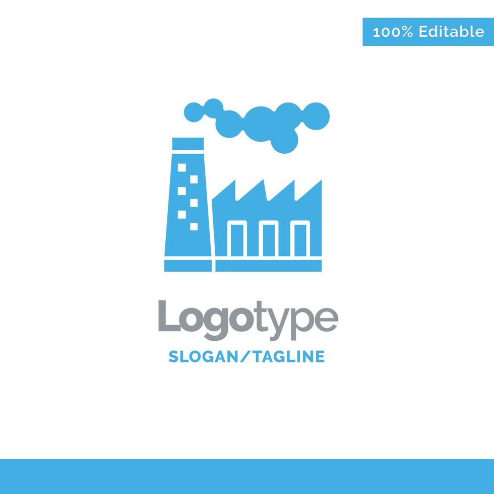 fabrik förorening produktion rök blå fast logotyp mall plats för Tagline vektor